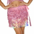 thumbnail image 2 of DHFJKG Skirts For Women Belly Dance Glitter Sequins Tassels Mini Skirt With Elastic Waistband Party Nightclub Wear Versatile Skirt, 2 of 4