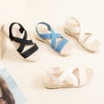 thumbnail image 6 of Women's Platform Wedge Heel Sandals - Comfortable Insole Lightweight Rubber Sole, Open-Toe Adjustable Elastic Strap Summer Casual Sandals, 6 of 7