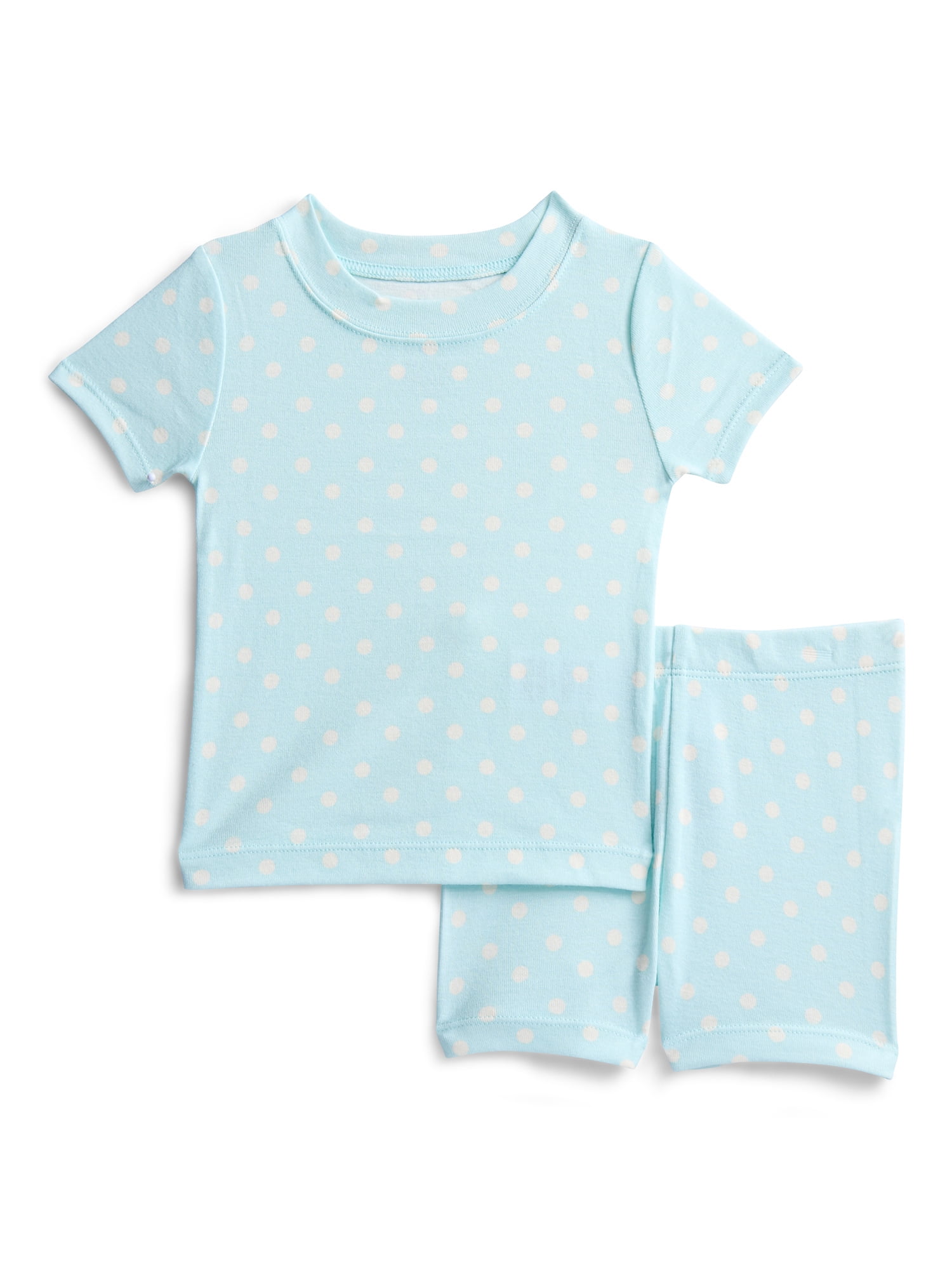 Wonder Nation Toddler Girls Short Sleeve Tee and Shorts Cotton Tight Fit Pajama Set, 4-Piece, Sizes 12M-5T