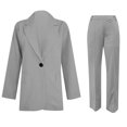 thumbnail image 4 of Women's Casual Long Sleeve Solid Color Lapel Cardigan Suit Jacket And Pants Set, For Autumn Spring Daily Wear, Material Fashion Style, 4 of 5