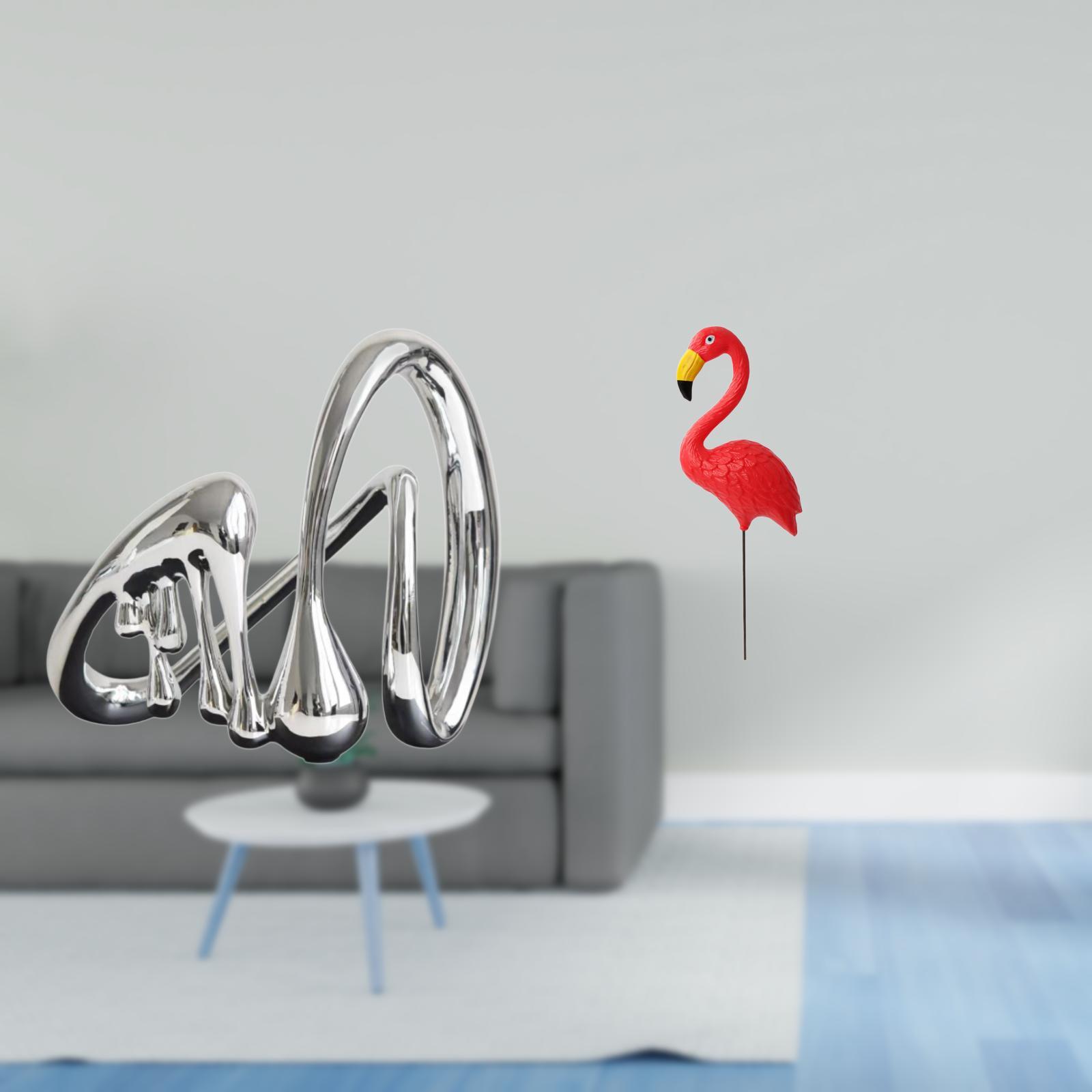 Abstract Art Statue Flamingo Garden Stake Resin Craftwork for Yard Shelf Living Room Display