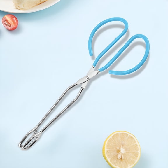 ACDANC Kitchen Scissor Tongs With Comfortable Grip Heavy Duty Stainless Steel Scissor Cooking Tongs (Blue) Dish Holding Clamp