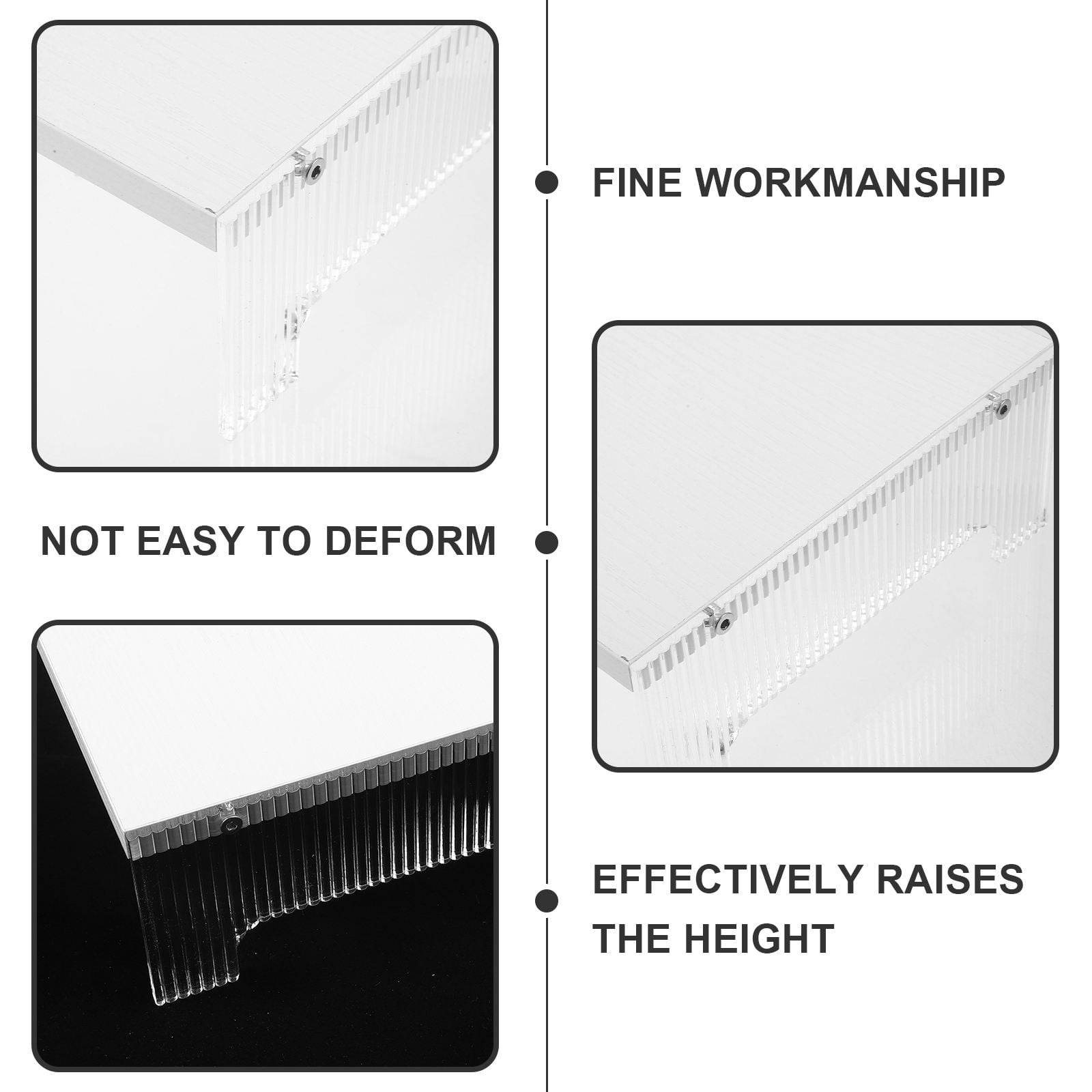 Tineasur Portable White Acrylic Monitor Riser Stand Desktop Shelf for Computer Screen Elevation