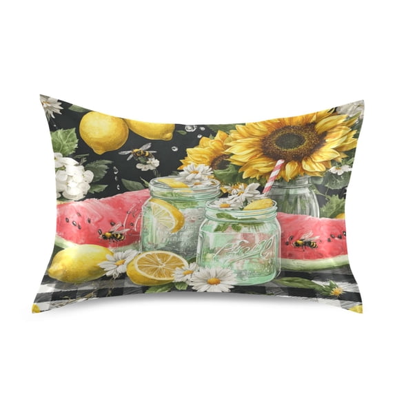 Satin Pillowcase Home Luxury Envelope Pillowcases Soft And Smooth Juicy Melons Yellow Lemons Sunflower