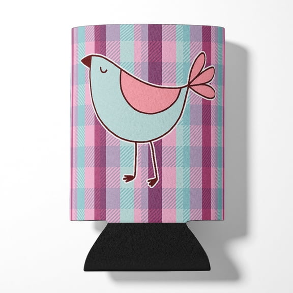 Bird on Purple Plaid Can or Bottle Hugger