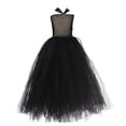 thumbnail image 6 of Tisuna Halloween Stage Dresses For Teen Girls Solid Color Sleeveless Halter Neck Party Dress With Accessories Trendy Kids Festival Theme Performance Long Dress Size 6-7 Years Black, 6 of 6
