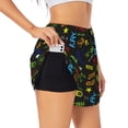 thumbnail image 2 of Disketp Pixel Game Print Women's Shorts Workout Shorts for Athletic Gym Running Shorts with Phone Pockets Medium, 2 of 8