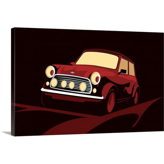 Great BIG Canvas | "Classic Mini Cooper in Red" Canvas Wall Art - 30x20