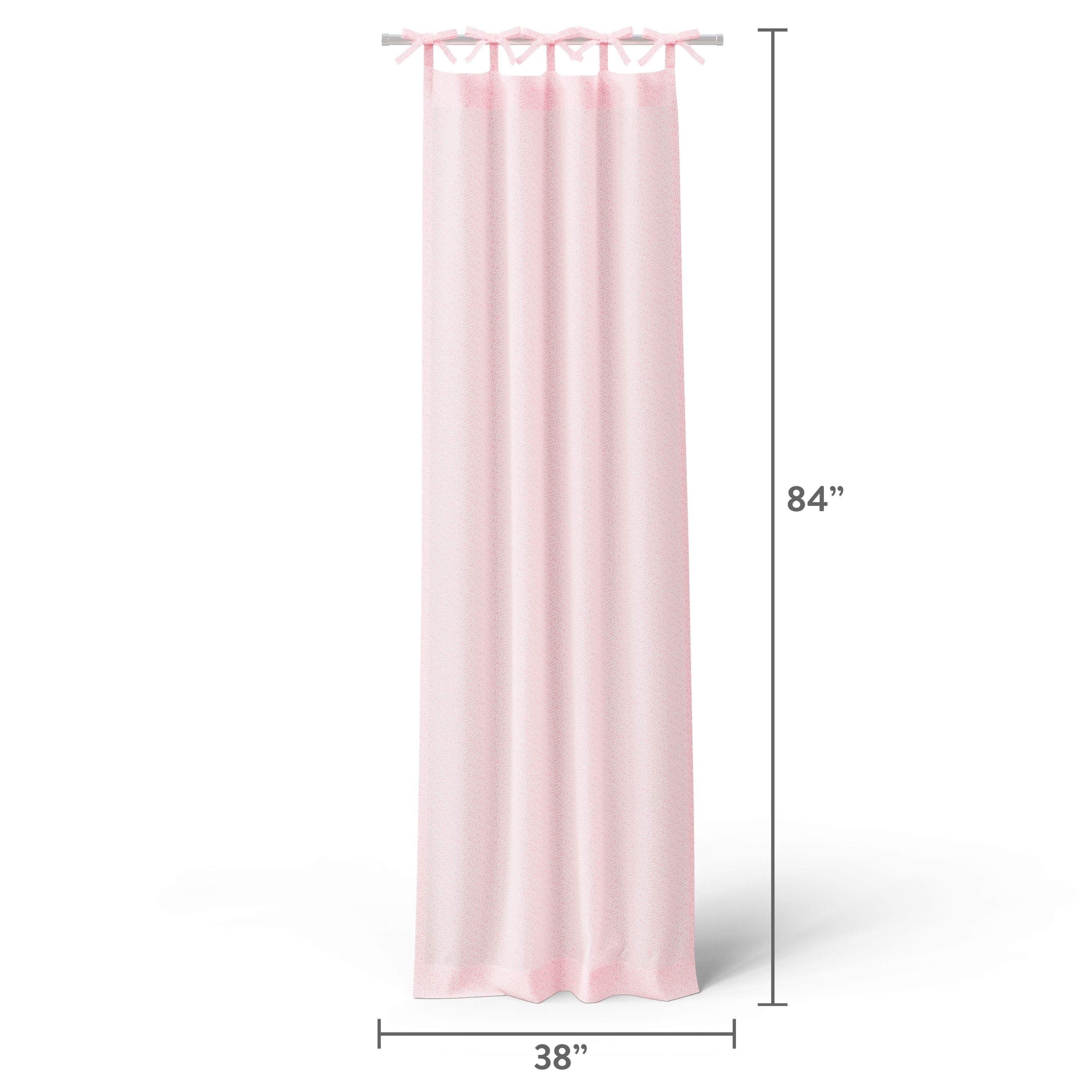 Mainstays Kids Pink Dotted Light Filtering Tie Top Single Curtain Panel, 38 in W x 84 in L