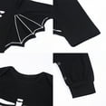 thumbnail image 6 of IBTOM CASTLE Newborn Baby Bat Costume Halloween Cosplay Cloak Romper with Wings Ears Hoodie My First Halloween Outfit for Boy Girl 0-6 Months Black Skull Heart, 6 of 7