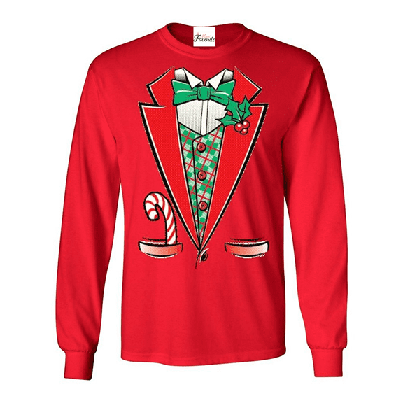 Mens Long Sleeve T-Shirts - Christmas Tuxedo
