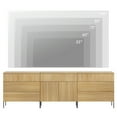 thumbnail image 3 of 94.5" Reeded Accent Chest Set with Doors and Drawers, Modern Credenza Storage Cabinet with Metal Legs for Living Room, Kitchen, Dining Room, Hallway, 3 of 7
