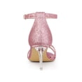 thumbnail image 2 of BLISSFUL STEP Women's Glitter Ankle Straps Stiletto Clear Heels Sandals Pink 8, 2 of 7
