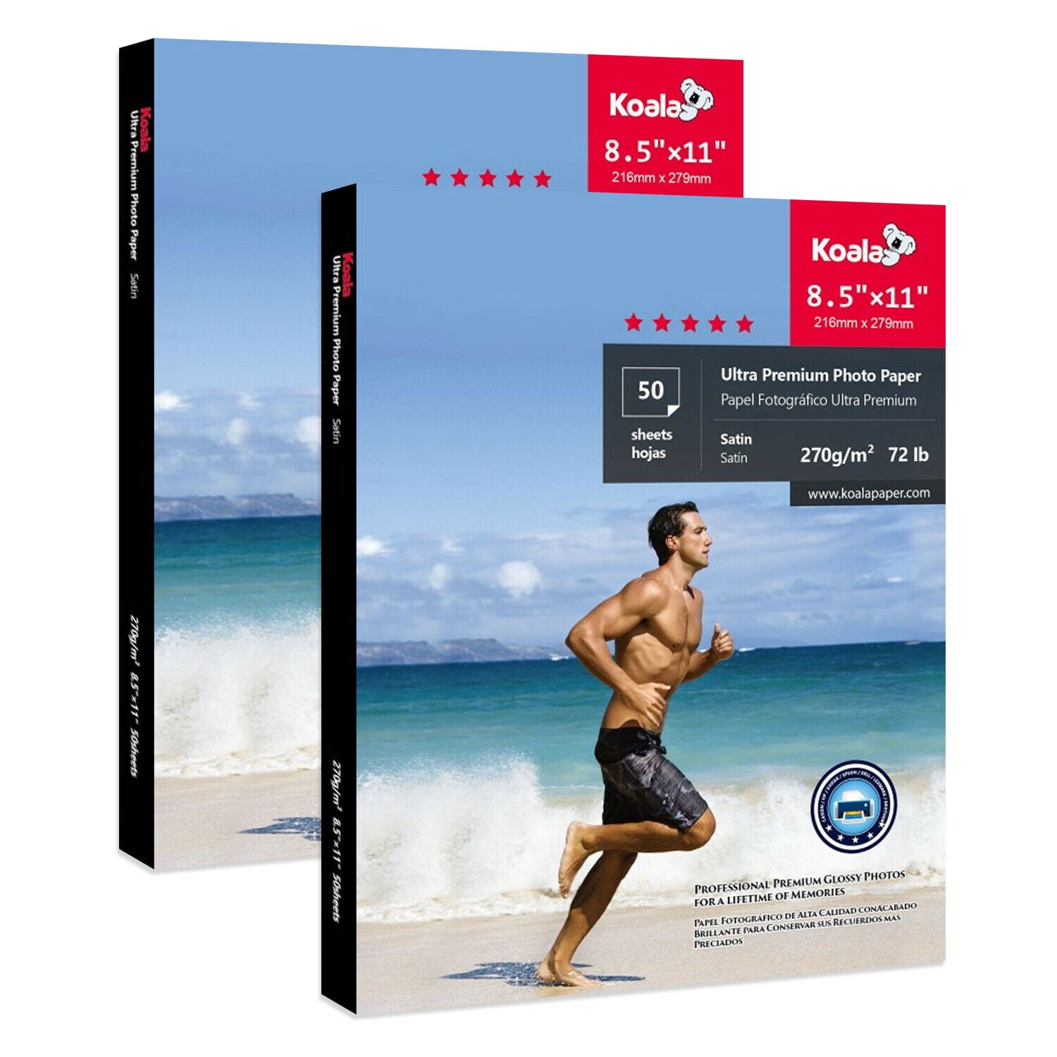 100 Sheets Koala Satin Photo Paper 8.5x11 72lb 11Mil, Ultra Premium Semi Gloss Waterproof Heavy Weight Photo Printer Paper Works for Inkjet Printers Epson HP Canon etc