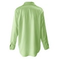 thumbnail image 5 of Long Sleeve Blouses for Women Imitation Satin V Neck Long Sleeve Smooth Casual Office Blouse Trendy Tops Mint Green 2Xl, 5 of 5