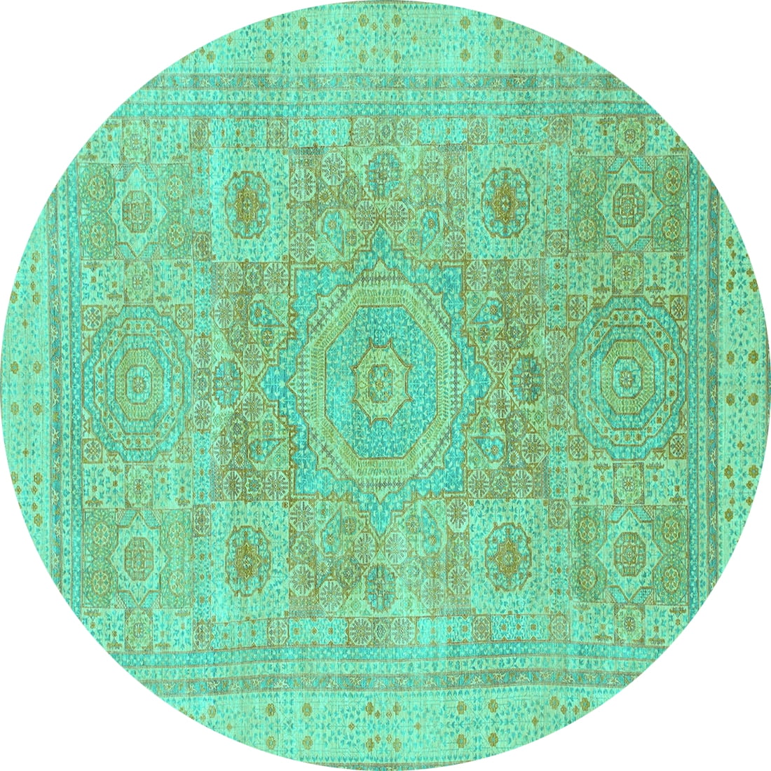 Ahgly Company Indoor Round Abstract Turquoise Blue Modern Area Rugs, 8 ...