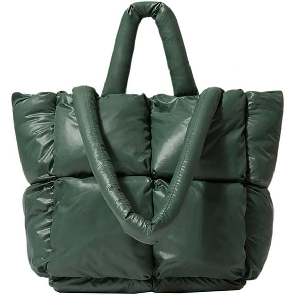 CoCopeaunt Puffer Tote Bag for Women Quilted Puffy Handbag Light Winter Down Cotton Padded Shoulder Bag Down Padding Tote Bag