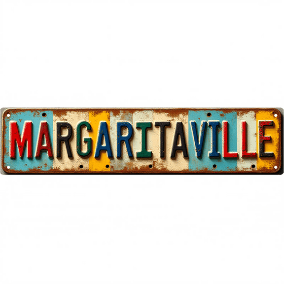 Decorative Tin Sign 16*4 Inches –Margaritaville For Home Bar, Patio, Man Cave | Bar Decorations for Home, Happy Hour Sign, Outdoor Sign