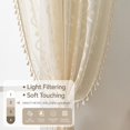 thumbnail image 4 of Boho Lace Curtains 2 Panels 45 Inches -cute Vintage Victorian Sheer Panel Drape French Country Floral Pattern & Tassel Light Filtering Privacy For Bedroom Dining Living Room Beige W52x L45, 4 of 6