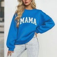 thumbnail image 2 of Miluxas Crewneck Sweatshirt for Women Mama Letter Casual Oversized Pullover Hoodless Long Sleeve Tops Blue L(L), 2 of 3