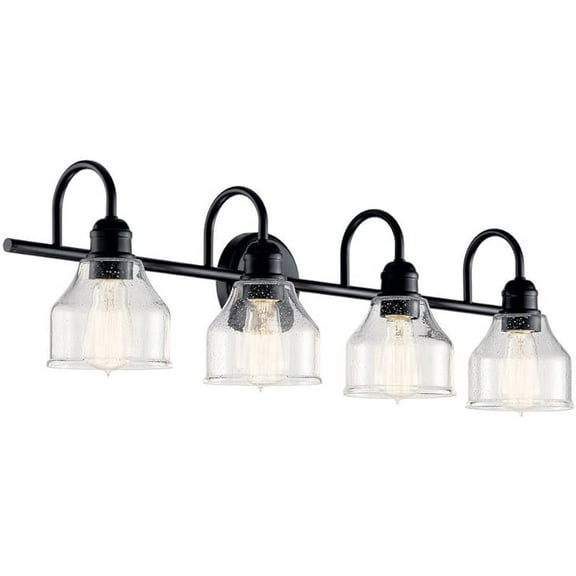 5.5" Wall Sconce Industrial 1 Light Wall Fixture with Clear Seeded Glass in Black, for Bathroom, Bedroom or Hallway (8.25" x 5.5" x 9.5")