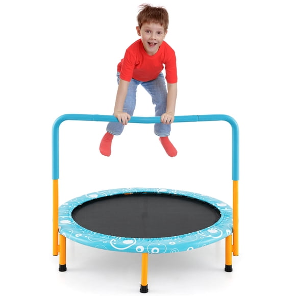 Costway 36" Kids Trampoline Rebounder with Full Covered Handrail & Pad Indoor Outdoor Light Blue