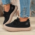 thumbnail image 3 of Pandaie Womens Walking Shoes Breathable Comfortable Knit Slip on Lace up Sneakers with Non Slip Cushioned Sole for Standing Daily Wear Travel Work Commute Black 6, 3 of 8