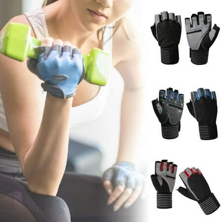

Men Women Autumn Winter Half Finger Anti Slip Extension Bracer Sports Gloves