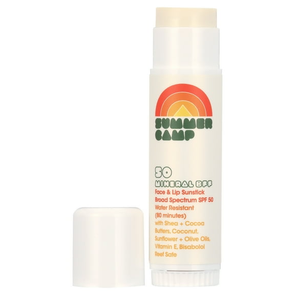 Summer Camp Water Resistant Mineral Sunscreen Stick for Face and Lips, SPF 50, 1.7 fl oz