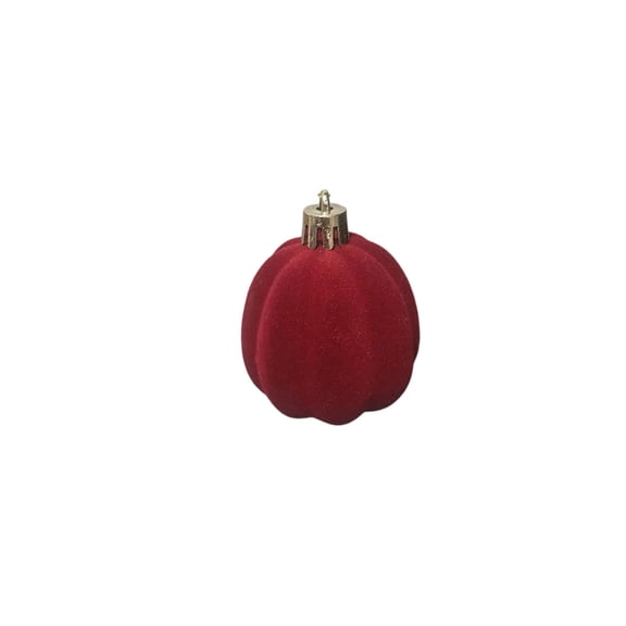 TTJ Hanging Christmas Decorations Mini Tree Ornaments Flocking Christmas Ball Red Christmas Ornaments Plastic Shaped Pumpkin Christmas Tree Decoration