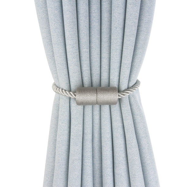4 piezas de alzapaños magnéticos para cortinas Hebilla magnética trenzada gris Alzapaños para cortinas 47 cm Cuerda para cortinas - Accesorios para cortinas para decoración del hogar