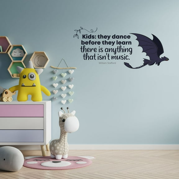 They Dance Toothless Dragon Quote Cartoon Quotes Decors Wall Sticker Art Design Decal for Girls Boys Kids Room Bedroom Nursery Kindergarten Home Decor Stickers Wall Art Vinyl Decoration (20x40 inch)