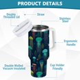 thumbnail image 2 of Yayeee 40oz Stainless Steel Tumbler with Straw and Handle Double-Wall Insulated Travel Water Bottle, Green Jellyfish Pattern, 2 of 8