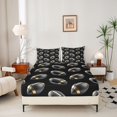 thumbnail image 2 of Manfei Boys Rugby Fitted Sheet, Sports Game Queen Bedding, Black Gold Cream 3pcs, 1 Fitted Sheet and 2 Pillowcases, 2 of 6