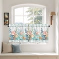 thumbnail image 2 of Nautical Coastal Tier Curtains 36 Inch Length, Summer Sea Corals Shells Starfish Green Plaid Cafe Short Curtains for Bathroom Sink, Small Kitchen Curtain Light Filtering Drapes 2 Panels 27.5"Wx36"L, 2 of 8
