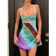 thumbnail image 2 of Women's Cutout Color Block Cami Dress with Flowy Silhouette and 100% Polyester Fabric for Everyday Wear Lightweight, 2 of 7