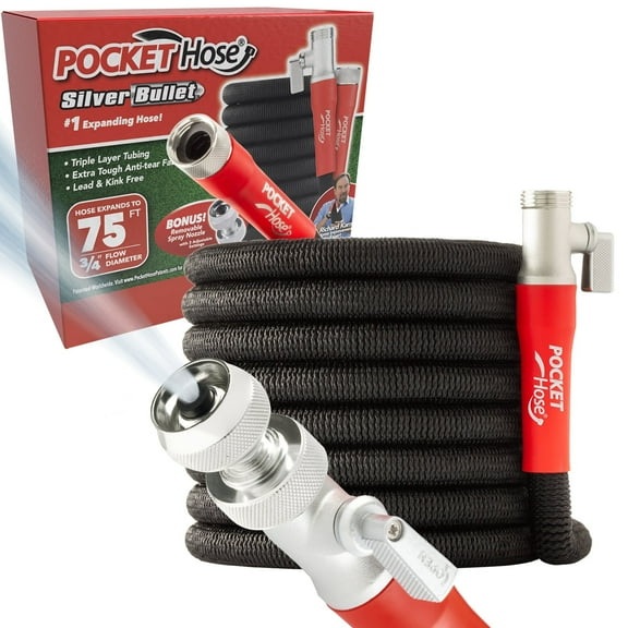 Pocket Hose Silver Bullet 2.0 Expandable Garden Hose AS-SEEN-ON-TV Expands to 75 FT