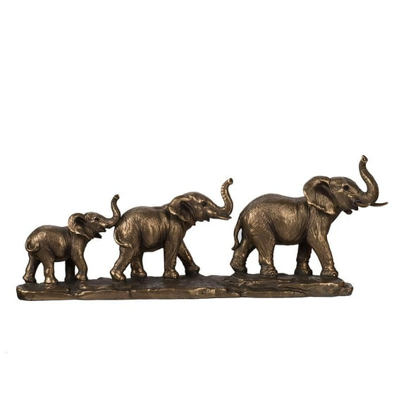 A&B Home Copper Resin Elephant Family Statue 17.9" x 3.1" x 3.9"