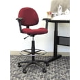 thumbnail image 2 of Boss Office Contoured Comfort Fabric Drafting Stool with Arms in Burgundy, 2 of 9