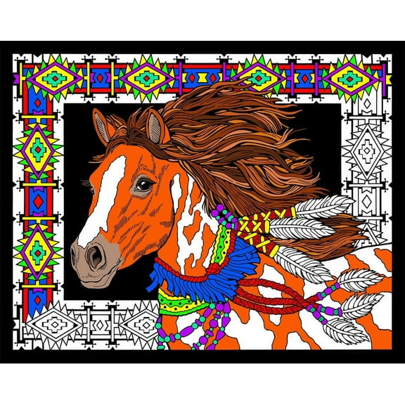 Desert Stallion - Fuzzy Velvet Coloring Poster 16x20 Inches