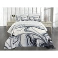 thumbnail image 3 of Ambesonne Marble Print Quilted Bedspread Set 3 Pcs, Trippy Unusual Forms, King Size, Black Pale Grey Dust, 3 of 5