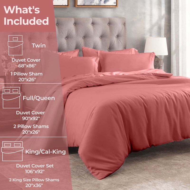 Superior Egyptian Cotton 400 TC Duvet Cover Set, King/ California King, Blush