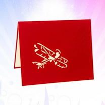 MLINS 3D Airplane Greeting Card for Friends Red Quality Paper Creative Design Ideal for Graduation 1pc