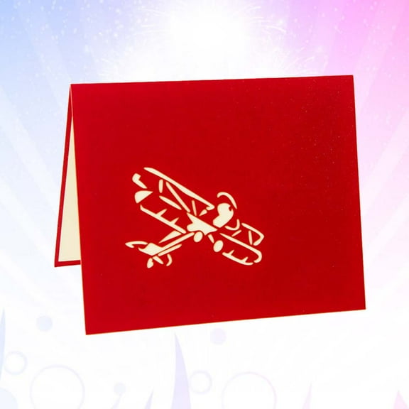 MLINS 3D Airplane Greeting Card for Friends Red Quality Paper Creative Design Ideal for Graduation 1pc
