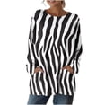 thumbnail image 2 of Gamivast Zebra Print Tunic Tops for Women Loose Crew Neck Long Sleeve Sweatshirts Casual Pullover Tees Side Pockets Fall Daily Outfits, 2 of 8