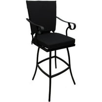 Outdoor/Indoor Extra Tall Bar Stool 34" Jamey - Black Fabric - Black Frame