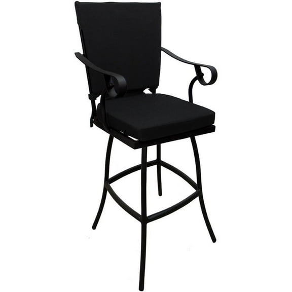 Outdoor/Indoor Extra Tall Bar Stool 34" Jamey - Black Fabric - Black Frame