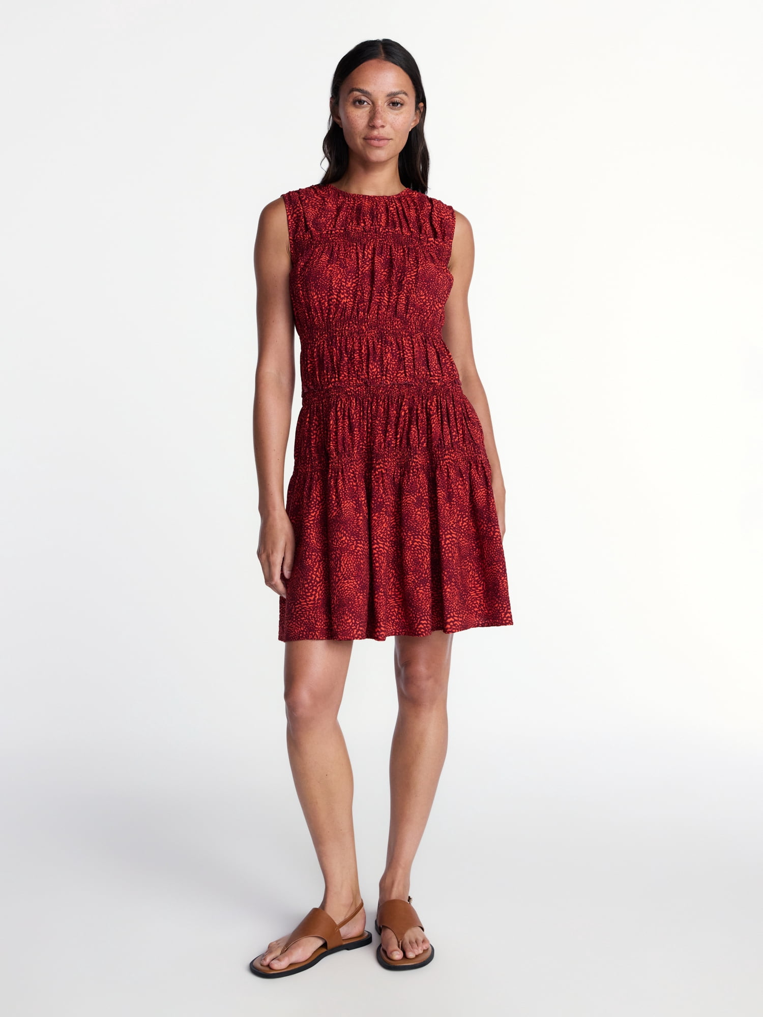 Time and Tru Women's Smocked Sleeveless Mini Dress, Sizes XS-XXXL