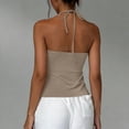 thumbnail image 4 of Women's Halter Tops Irregular Hem Sleeveless Going Out Summer Tank Tops Clubbing Party Travel Y2k Outfits( Khaki, S ), 4 of 6