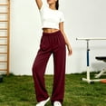 thumbnail image 4 of Maplenight Womens Wide Leg Pants with Pockets Elastic High Waist Casual Pants Work Office Evening Trousers, 4 of 7